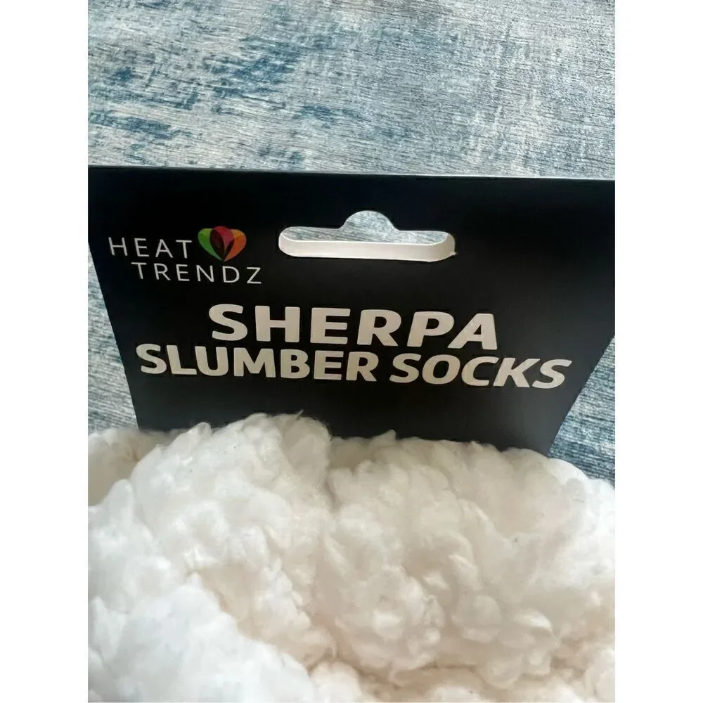 New! Heat Trendz Pink Red White Sherpa Slumber Slipper Socks One Size Fits All